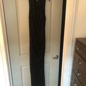 Bobo High Collar Black Maxi with High Slit